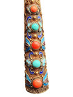 Chinese Silver Gilt Filigree   Enamel Mandarin Fingernail Guard Brooch
