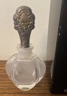 Nib Towle Art Deco Pattern Sterling Top Vanity Dresser Crystal Perfume Bottle