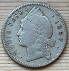 Billon 1 2 Peso Dominican Republic 1897