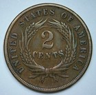 1864 United States Union Shield Two 2 Cents  large Motto  Copper Coin  Nice   B