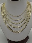 14k Solid Yellow Gold Diamond Cut Cuban Link Chains Men s women s 2 5mm-7mm