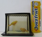 2 Tiny Birds In Vintage Dollhouse Miniature Celluloid Bird Cage Old 1930 s Japan