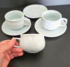 3 Sets Korean Celadon Four Gracious Plants Rare Vtg Sagunja Cups With Saucers