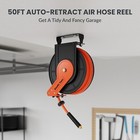 Retractable Air Hose Alloy Steel Reel 3 8in Rubber Air Hose 1 4  Npt Heavy Duty