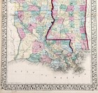1869 Louisiana - Arkansas - Mississippi  Map Original  21x13 5  Mitchell
