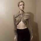 Women   s Beige Cotton Velvet Casual Embroidered Hooks Size M Short Jacket Cape