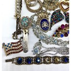 Vintage Broken Costume Jewelry Lot Brooch Single Earrings Brooches Rhinestone