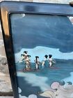 Antique Oriental Japanese Chinese Reverse Glass Painting Lady Geisha 23x17 