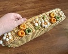 Handwoven Decorative Basket Tray With Floral Embroidery