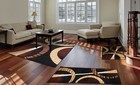 Modern Rings Geometric Stripes Brown 3 Pcs Area Rug Contemporary Runner Mat Set