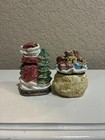 Fitz   Floyd Omnibus Christmas Salt   Pepper Shakers With Stopper Santa Toy Bag