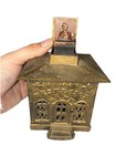 Vintage Pat   d 1869 Antique Halls Excelsior Cast Iron Bank J e  Stevens Co  Gold