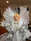 Christmas Angel Tree Topper White Silver Feather Fiber Optic 18    Tall