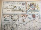 100  Original Large Cornwall Map By John Speed C1627 Vgc Hand Coloured