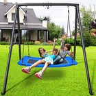 440lbs Metal Swing Set With 60  Platform Swing Backyard Playground Kids Playset
