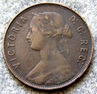 Newfoundland Canadian Provinces Queen Victoria 1872 H One Cent  Bronze Km  1