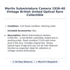 Merlin Subminiature Camera 1936-40 Vintage British United Optical Rare Collectib