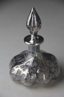 Antique Steuben Art Glass Sterling Silver Overlay Perfume Bottle Monogrammed