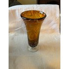 Amber Glass Vase With White Swirls Art Glass Bud Vase Home Decor