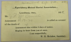 1922 Lynchburg Ohio Mutual Burial Association Assessment Postal Card Vintage