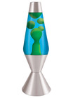 Lava Lamp 16 3    Yellow Wax   Blue Liquid   Silver Base   Cap