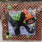 Vintage B d Halloween Pot Holders Black Cat Applique Lot Of 2 100  Cotton