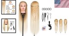 Mannequin Head Hairdressing Training Doll Head Synthetic Golden Wavy 28 Inch