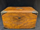 Antique Solid Oak Humidor With Brass Corners 19th Century - No Key  Has Lock