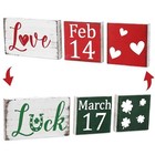  3 Pcs Wooden Valentines And St  Patrick s Day Table Decor Sign Reversible 