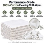 100  Cotton Cleaning Rags 10x13 Exact Cut Industrial Shop Wipes -  5 Lb Bag