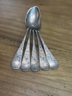 Antique Whiting Sterling Silver Teaspoons Set Of 5 - Hand Engraved Floral Design