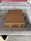 Vintage Oak 2 Drawer Filing Cabinet Card Catalog    very Nice   