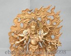 8 6   Old Tibet Buddhism Bronze Gilt 6 Arm Mahakala Wrathful Deity Buddha Statue