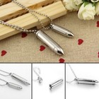 Stainless Steel Bullet Cremation Jewelry Pendant Keepsake Memorial Urn Necklace