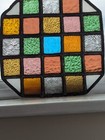 Pair Of  Vintage Hexagonal Compact Stained Glass Window Panel
