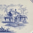 La2 Blue Staffordshire  Alcock Cobridge Platter Transferware Cottage Landscape