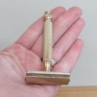 Vintage 1940s Gillette Gold Tone Ball End Safety Razor 3 Piece