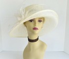 Sf17 ivory kentucky Derby Church Wedding Easter Wide Brim Sinamay Dress Hat