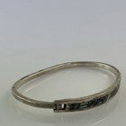 Vintage Alpaca Mexico Abalone Inlay Hinged Bracelet 6 5   
