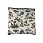Vintage Cowboy Western Rodeo Throw Pillow 18x18 Khaki Button Accent Decorative