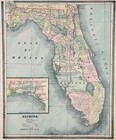 1885 Map  Florida - Original  Antique  12x10   George Cram  Townships  Railroads