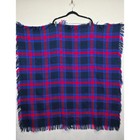 Large Plaid Blanket Scarf Blue Red Fringed Boho Wrap Shawl