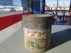 Vtg 1920s Large Plow Boy Paper Label Lunch Pail Chewing Smoking Tobacco Tin