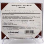 1633 - 1850 Marriage Index Massachusetts Family Tree Maker Cd 1997  new 