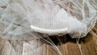 White Hip Length Tulle Net Wedding Veil With Lace Edge Trim   Comb