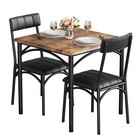 3 Piece Dining Table Set 2 Person Kitchen Table And Chairs With Pu Soft Cushion