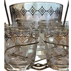 Jeannette Glass Atomic 10 Piece Mcm Vintage Bar Set Glasses Ice Bucket Carrier