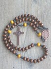 Brown Catholic Paracord Rosary W  St Benedict Crucifix    Mary Medal- Bronze