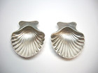  2  Vintage Tiffany   Co Footed Shell Salt Cellars Sterling Silver 925 Excellent