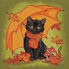 Diamond Art Club Under My Umbrella - Black Kitty Diamond Painting Kit  Fun Diy C